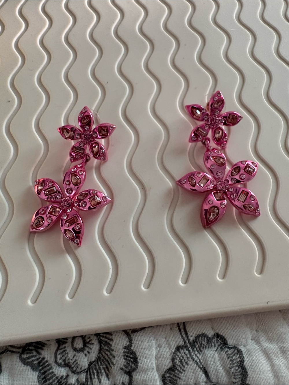 Pink Floral Drop Earrings - Women Jewelry